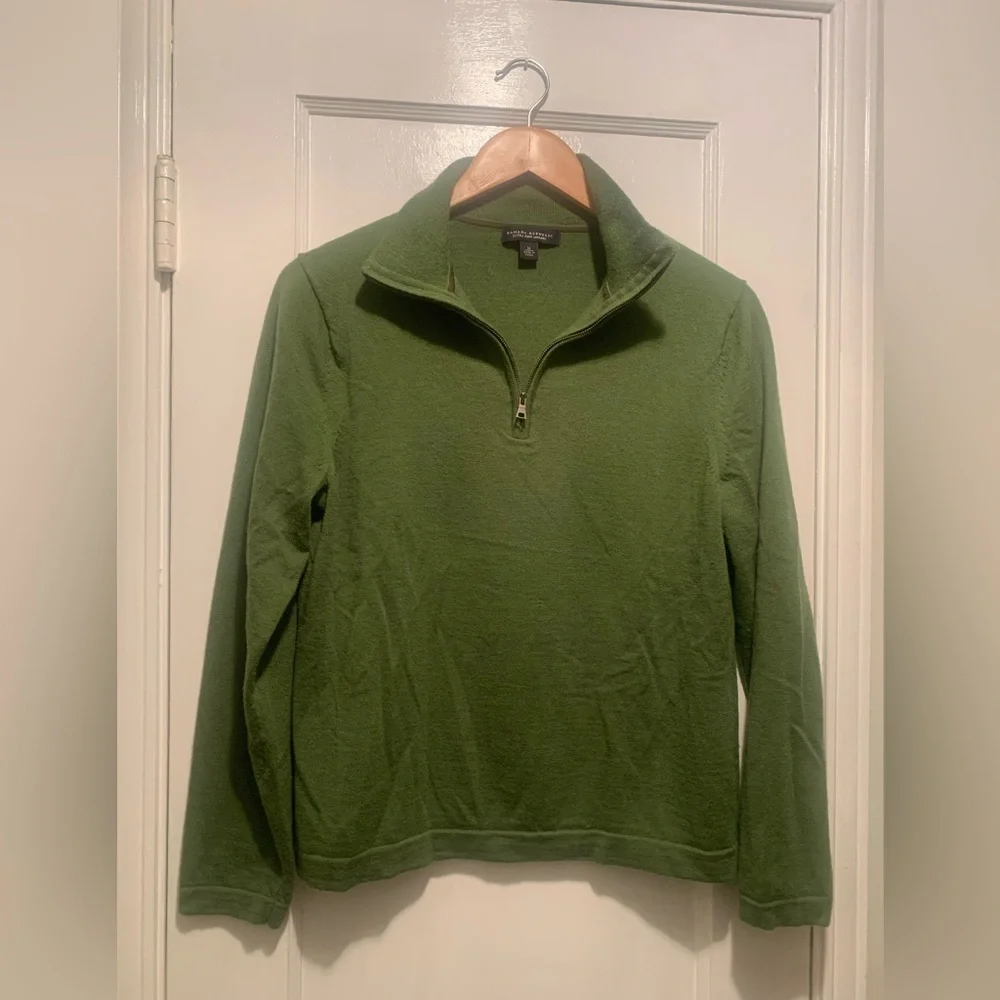 BANANA REPUBLIC Mens Pure Merino Wool Quarter Zip Pullover Sweater Green M
